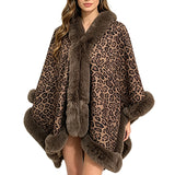 Leopard Faux Fur Trim Winter Poncho – Khaki · GP-0412-KA_RZ 5