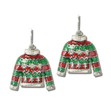 AE9419-SMT_MO 5 · Christmas Sweater Enamel Drop Earrings – Silver/Multi