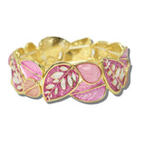 BG5458PK_AJ 5 · Enamel Leaf Stretch Bangle – Gold/Pink