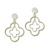 Enamel Double Quatrefoil Drop Earrings – Gold/Ivory · JE10477GIV_JK 5