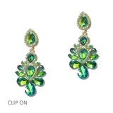 114684, RHINESTONE CHANDELIER CLUSTER CLIP ON EARRINGS