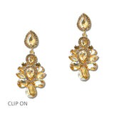 114684, RHINESTONE CHANDELIER CLUSTER CLIP ON EARRINGS