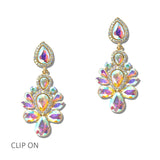 114684, RHINESTONE CHANDELIER CLUSTER CLIP ON EARRINGS