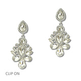 114684, RHINESTONE CHANDELIER CLUSTER CLIP ON EARRINGS