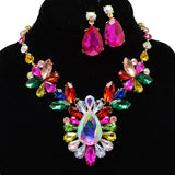 96914, MULTI RHINESTONE SHAPE EVENING NECKLACE