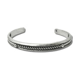 SB2578SB 6 · Western Antiqued Metal Twisted Rope Open Cuff Bracelet – Silver Burnished