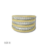K2332-8 6 · 14K Gold Plated Multi Row CZ Pave Ring – 8