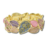 BG5458MT_AJ 6 · Enamel Leaf Stretch Bangle – Gold/Multi
