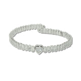 Heart And Baguette Stone Open Stretch Cuff Bracelet – Silver/Clear · B8753S_JM 6