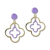Enamel Double Quatrefoil Drop Earrings – Gold/Purple · JE10477GPU_JK 6
