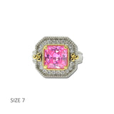 14K Gold Plated Two Tone Pink Square CZ Statement Ring – 7 · K2360RO-7 6
