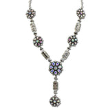 Western Floral Rosette Stamped Y-Drop Necklace – Silver Burnished/AB · AN5573-SBAB_MO 6