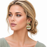 Water Resistant Striped Enamel Bow Ornament Earrings – Gold/Multi · ER10417MLT_TP 6