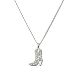 NZ-0072-3C 6 · Western CZ Cowboy Boot Necklace – Silver/Clear