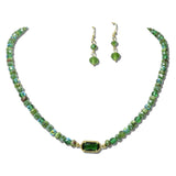 NE8807GN_JM 6 · Beaded Stone Pendant Necklace Set – Gold/Green