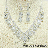 71192, RHINESTONE NECKLACE & CLIP ON EARRING SET