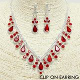 71192, RHINESTONE NECKLACE & CLIP ON EARRING SET