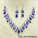 71192, RHINESTONE NECKLACE & CLIP ON EARRING SET