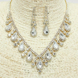 71192, RHINESTONE NECKLACE & CLIP ON EARRING SET