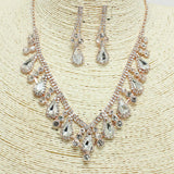 71192, RHINESTONE NECKLACE & CLIP ON EARRING SET