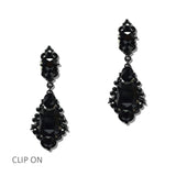 114683, ORNATE RHINESTONE STATEMENT DROP CLIP ON EARRINGS