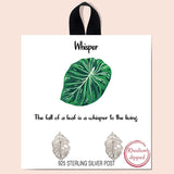 79623, LEAF STUD EARRING/RHODIUM DIPPED