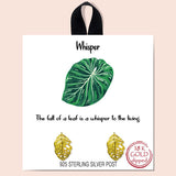 79623, LEAF STUD EARRING/RHODIUM DIPPED