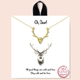 79697, "OH, DEER" DEER HEAD ANTLER NECKLACE