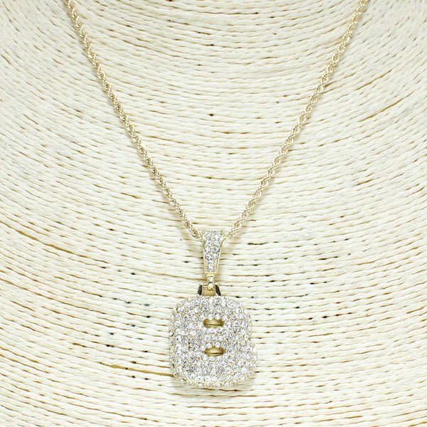 Initial Pave Brass Chain Necklace (079791) | Good Feelings Wholesale