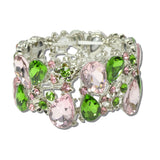 114051, SORORITY RHINESTONE TEARDROP FLORAL FILIGREE STRETCH BRACELET