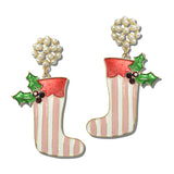 Water Resistant Pearl Cluster Christmas Stocking Earrings – Gold/Multi · ER10416MLT_TP 7