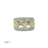 14K Gold Plated Clover CZ Two Tone Wide Band Ring – 7 · K2349-7_MX 7