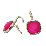 ER10327FCH_TP 7 · Faceted Cushion Drop Earrings – Gold/Fuchsia