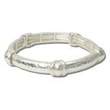 Hammered Metal Stretch Bangle Bracelet – Worn Silver  — · EWB1018WS_NM 7