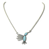 Western Hummingbird Stone Pendant Necklace – Silver Burnished/Turquoise · JN2194-SBTQS_JOL 7