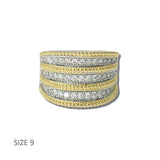 K2332-9 7 · 14K Gold Plated Multi Row CZ Pave Ring – 9