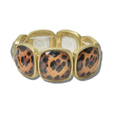 Faceted Leopard Print Stretch Bracelet – Worn Gold/Leopard · BR10017LEO_TP 7