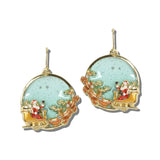 AE9433-GMT_MO 7 · Enamel Disc Christmas Scene Earrings – Gold/Multi