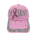 Rhinestone Awareness Ribbon Believe Embellished Baseball Cap – Pink · HT-0327-PK_RZ 7