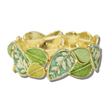 BG5458GN_AJ 7 · Enamel Leaf Stretch Bangle – Gold/Green