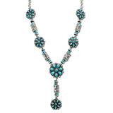 Western Floral Rosette Stamped Y-Drop Necklace – Silver Burnished/Turquoise · AN5573-SBTQ_MO 7