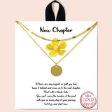 80667, &QUOTNEW CHAPTER" ROUND DISK CHAIN LAYERED NECKLACE/RHODIUM DIPPED