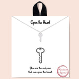 80675, &QUOTOPEN THE HEART" PAVE CZ KEY NECKLACE
