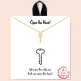80675, &QUOTOPEN THE HEART" PAVE CZ KEY NECKLACE