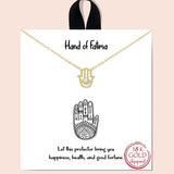 81094, &QUOTHAND OF FATIMA" DAINTY NECKLACE/18K GOLD DIPPED