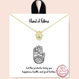 81094, &QUOTHAND OF FATIMA" DAINTY NECKLACE/18K GOLD DIPPED
