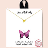 81986, &QUOTLIKE A BUTTERFLY" DAINTY NECKLACE/RHODIUM DIPPED