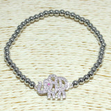 82035, ELEPHANT STAINLESS STEEL BEAD STRETCHABLE BRACELET
