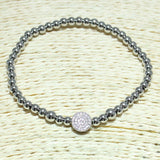 Pave Stainless Steel Bead Stretchable Bracelet - view 2