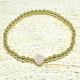 Pave Stainless Steel Bead Stretchable Bracelet